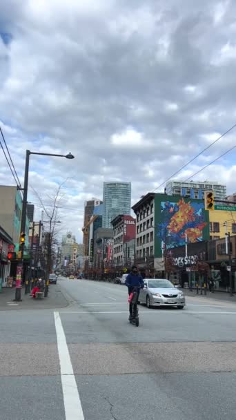Strade Diverse Grattacieli Persone Auto Vita Grande Città Viaggio Vancouver — Video Stock