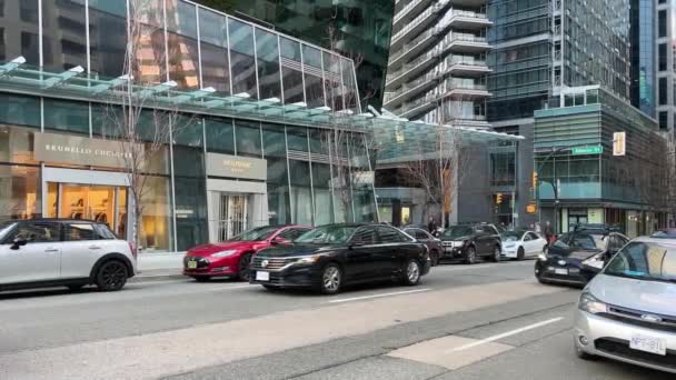 Různé Ulice Mrakodrapy Lidé Auta Život Velkém Městě Cestování Vancouveru — Stock video