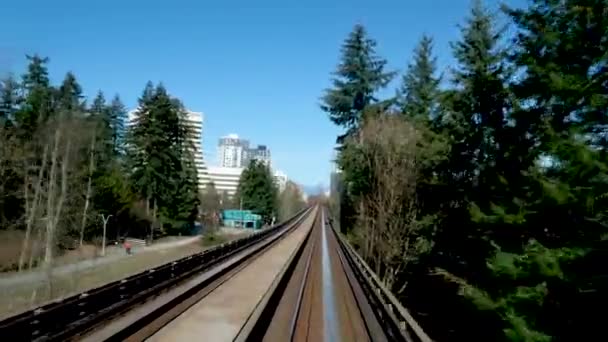 Vancouver Skytrain Neue Kanada Linie Nach Surrey Startseite Schienen Zug — Stockvideo