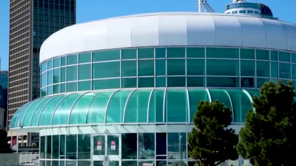 Canada Place Edificios Comerciales Centro Vancouver Puerto Muelle Donde Llegan — Vídeo de stock
