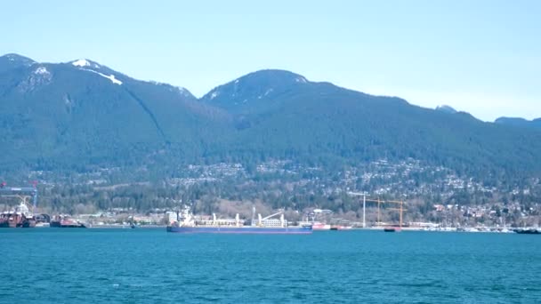 Canadá Lugar Edifícios Comerciais Centro Vancouver Porto Cais Onde Navios — Vídeo de Stock