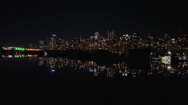 City Lights Evening Eastern Shore False Creek Inlet Inglês Vancouver — Vídeo de Stock