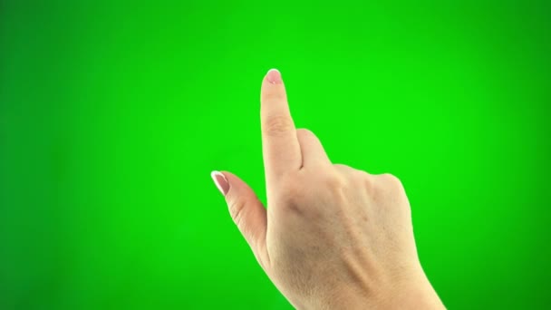Kobieta Ręcznie Wybierająca Numery Telefonów Wirtualnym Smartfonie Zielonym Ekranie Dotknij — Wideo stockowe