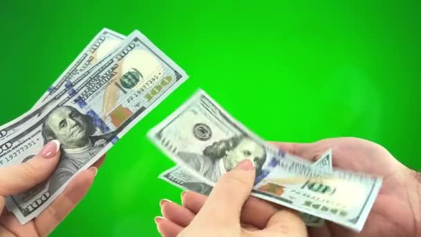 Makroräkning Amerikansk Valuta Människan Räknar Pengar Nya Dollar Handen Högkvalitativ — Stockvideo