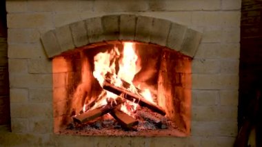 Kulübedeki mutfak şöminesi. Yüksek kalite 4k görüntü