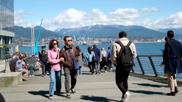 Vancouver Şehir Merkezi Liman Ofis Binaları Kanada Pasifik Okyanusu Insanları — Stok video