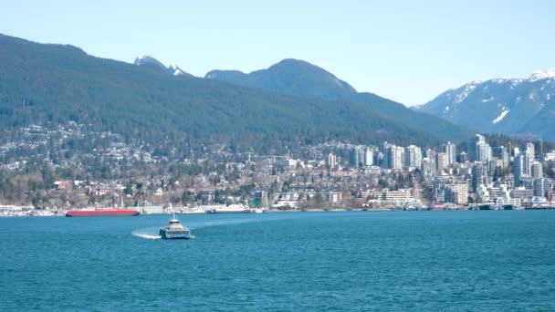 North Vancouver Canada 2023 Seabus Burrard Inlet View Downtown Vancouver — Stock Video