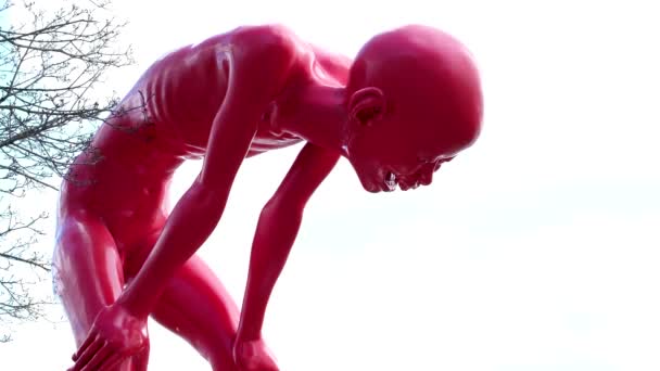 Ванкувер Британская Колумбия Канада Футовая Скульптура Называется Гордость Молодежи Дисплее — стоковое видео
