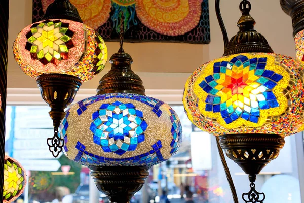Traditionelle Türkische Bunte Lampe Mit Glasmosaik Hochwertiges Foto — Stockfoto