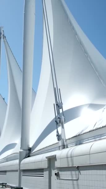 Clouds Moving Sail Canada Place Vancouver High Quality Footage — Stock Video