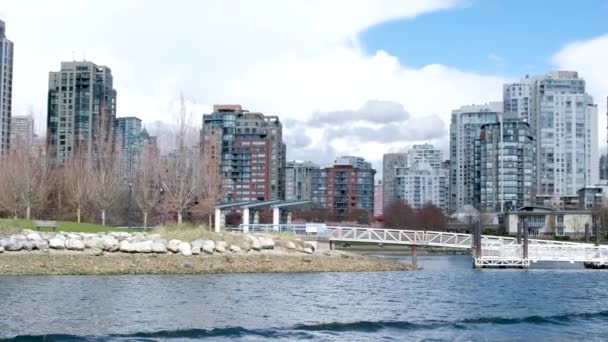 Granville Island Real Life Part Vancouver Pacific Ocean Ships People — Wideo stockowe