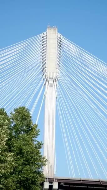 加拿大不列颠哥伦比亚省大温哥华市Coquitlam港一座大型桥梁的左舷曼大桥横跨弗雷泽河 位于不列颠哥伦比亚省大温哥华市 — 图库视频影像
