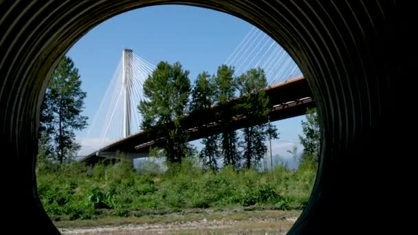 フレーザー川に架かるポートマン橋 サニーサマーサリー バンクーバー ブリティッシュコロンビア州 カナダ2023 — ストック動画