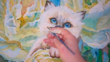 Elle boyanmış güzel kedi sanat rengi. Yüksek kalite 4k görüntü