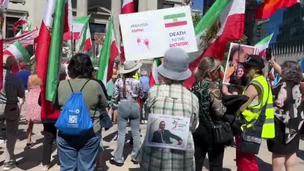 Soulèvement Des Drapeaux Peuple Iranien Manifestation Pour Défense Des Droits — Video