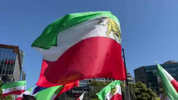 Opstand Van Het Iraanse Volk Demonstratie Van Vlaggen Ter Verdediging — Stockvideo