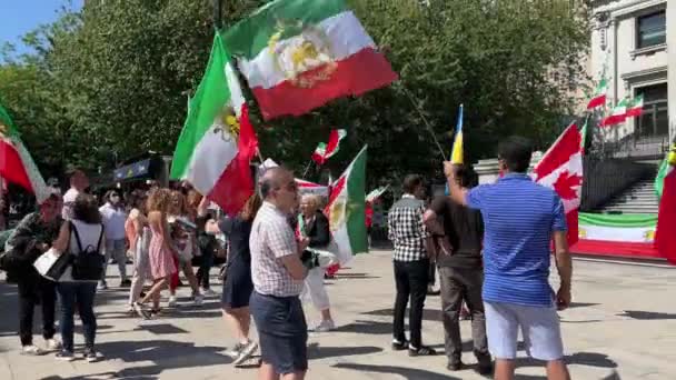 Opstand Van Het Iraanse Volk Demonstratie Van Vlaggen Ter Verdediging — Stockvideo