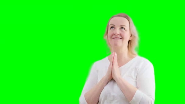 Please God Help Forgive Woman Freelancer Praying Looking Upward Making — Stock Video