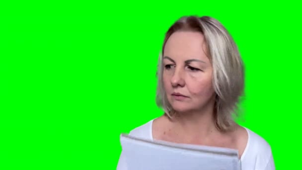 Emoții Pozitive Femeie Adultă Stilou Carnețel Scrie Ceva Jos Gândește — Videoclip de stoc
