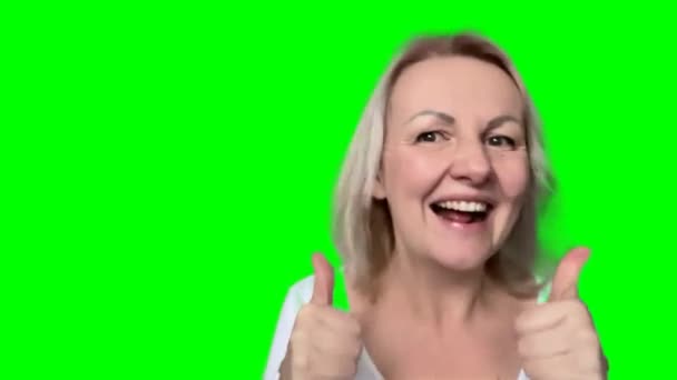Положительные Эмоции Радость Успех Победить Взрослая Женщина Танцы Показывает Класс — стоковое видео