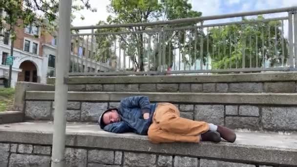 밴쿠버 다운타운 캐나다 2023 흙더미에서 선택의 자유가 노숙자들의 — 비디오