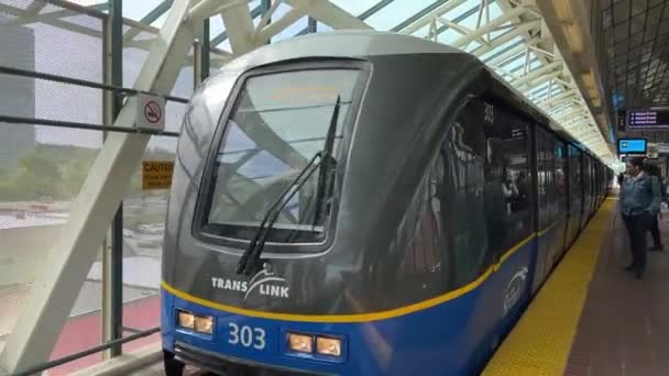 Línea Azul Skytrain Frente Todo Proceso Con Gente Ferrocarril Ver — Vídeos de Stock