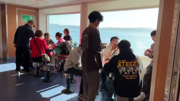 Ferry Ride Vancouver Capital Victoria People Rooms Decks Ocean View — Αρχείο Βίντεο