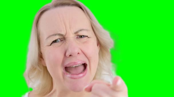 Woman Furiously Frustrated Screaming Blonde Woman Shakes Her Finger Says — Stock Video