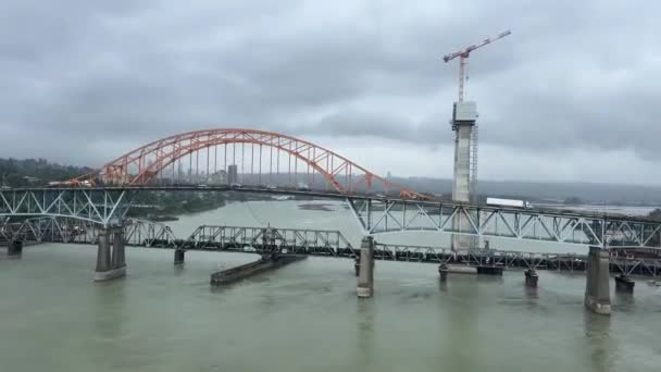 New Westminster Surrey Deki Skytrain Köprüsü Büyük Vancouver British Columbia — Stok video
