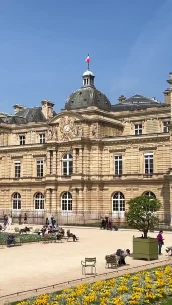 Luxemburg Park Parijs Parijs Frankrijk Hoge Kwaliteit Beeldmateriaal Verticale Video — Stockvideo