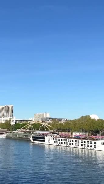 Παρίσι Βίντεο Θέα Γέφυρες Σηκουάνα Ποταμού Pont Des Arts Και — Αρχείο Βίντεο