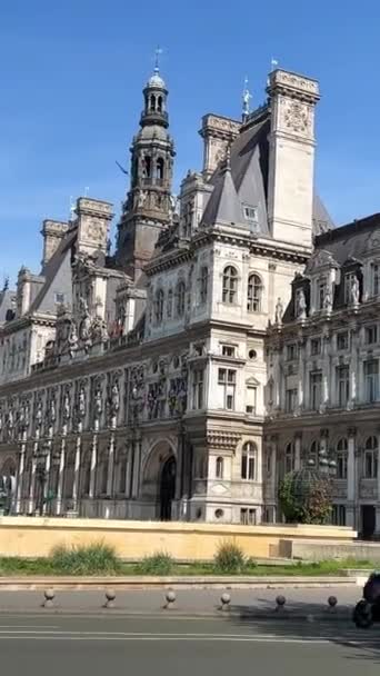 Στο Δημαρχείο Του Hotel Ville Βρίσκονται Δημοτικές Αρχές Του Παρισιού — Αρχείο Βίντεο