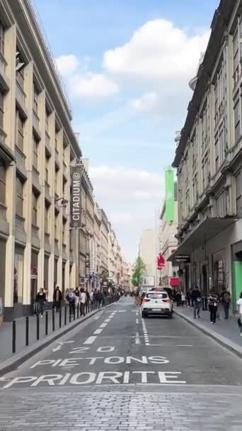 Soliga Gator Paris Kaféer Bilar Och Människor Atmosfär Lugn Och — Stockvideo