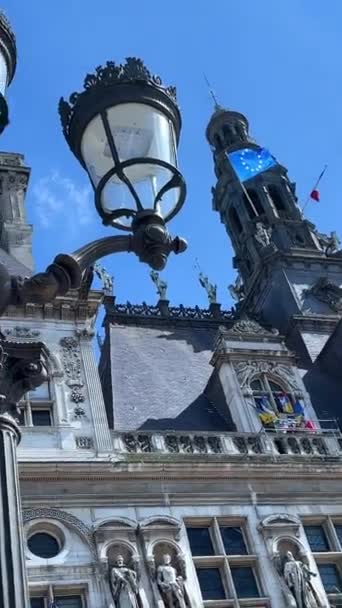 Ратуші Готелю Віль Розташовані Муніципальні Власті Парижа Колишньому Середньовічному Місці — стокове відео