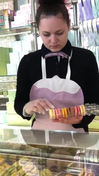 Nice Franciaország Híres Francia Macaroons Laduree Store Egy Zöld Különleges — Stock videók
