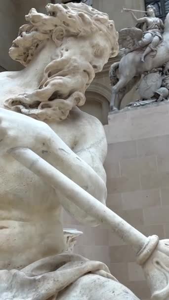 Heykel Fransa Antoine Coseucs Lyon 1640 Paris Neptün Chateau Marly — Stok video