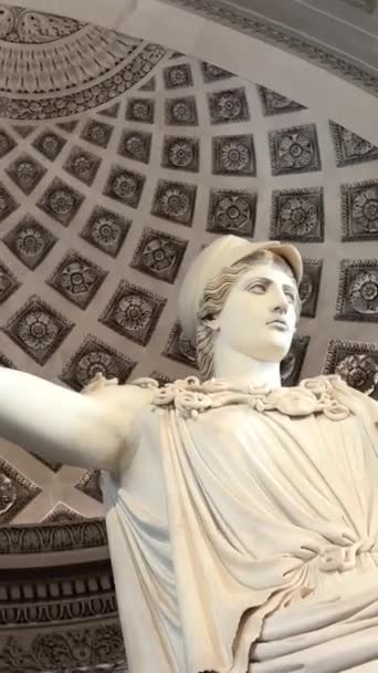 Vit Marmor Skulpturer Stora Hallen Louvren Stå Bredvid Varandra Det — Stockvideo