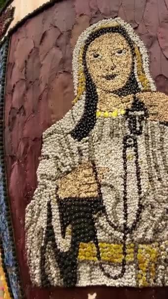 Festa Dei Fiori Portogallo Nella Chiesa Gente Fatto Dipinti Fiori — Video Stock