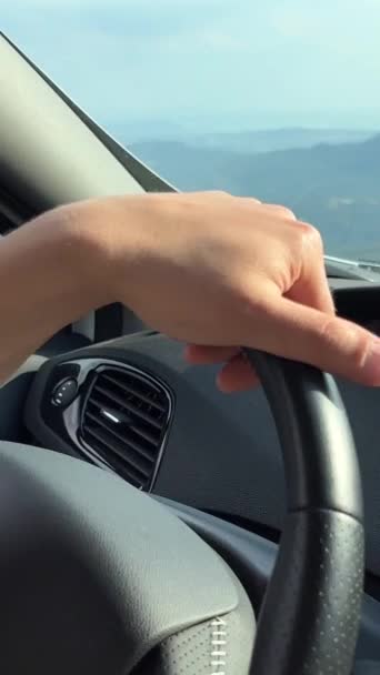 Muž Slunečních Brýlích Řídí Auto Krásnou Italskou Tvář Ukazuje Dálky — Stock video