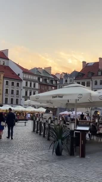 Der Alte Platz Zentrum Der Stadt Warschau Heißt Marktplatz Und — Stockvideo