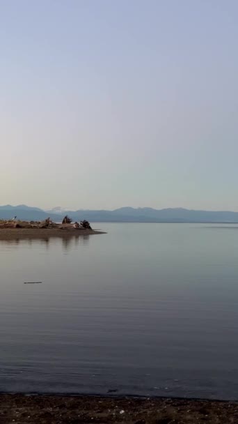 Sunset Ocean Calmness Silence Lake Sea Resting Trailers Shore Bright — Stock Video