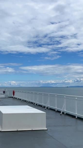 Upper Deck Ship Visible Snow White Part Ship Blue Sky — Stok Video