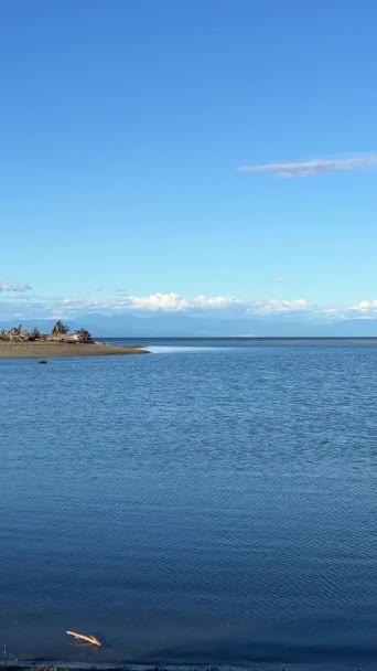 Полное Спокойствие Ветра Волн Тихом Океане Выглядит Озеро Острове Ванкувер — стоковое видео