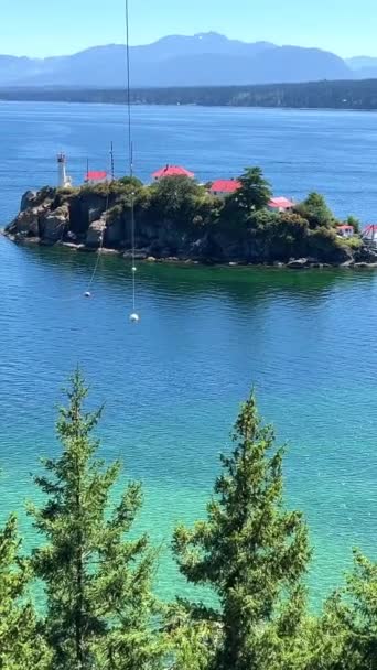 Chrome Island Small Vancouver Island Has White Houses Red Roofs — Stock videók