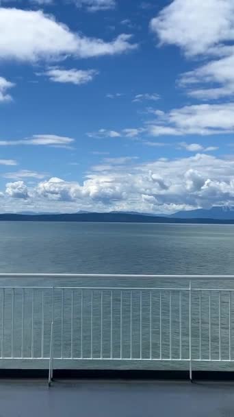 View Deck Covering Ship Sea Ocean Visible Horizon Clear Blue — Stock Video