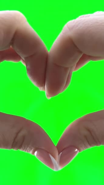 Ženský Tvar Srdce Stínem Zeleném Pozadí Valentýn Kreativní Rozkošný Dekorace — Stock video