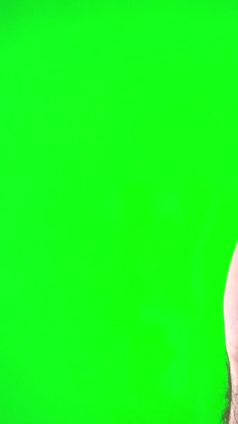 Male Hand Gesture Isolated Bright Green Screen Background Punch Symbolic — Video