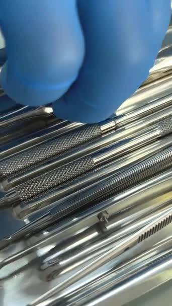 Sterilization Packaging Medical Instruments Dental Tools Equipment Closeup High Quality — Vídeo de Stock