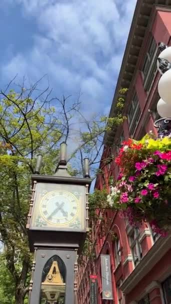 Letní Květiny Hodiny Turistická Místa Centru Města Musí Vidět Atrakce — Stock video