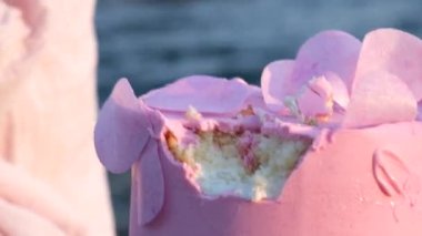 Okyanus ya da deniz tarafından taşların üzerinde pembe bir pasta ısırılmıştı. Doğada kutlansın diye fareler çocukları parmaklarıyla gagaladılar. Lezzetli bir tatlı.